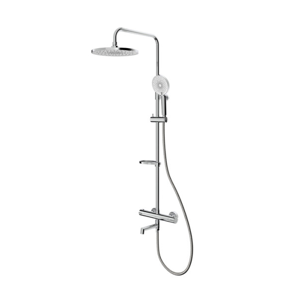 Смеситель термостатический для ванны со стойкой и тропической лейкой Milardo Ideal Spa (ILSSBTHM06)