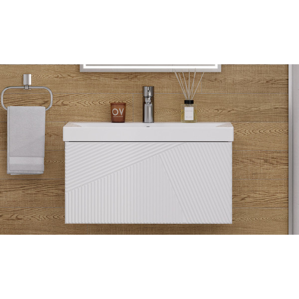 Тумба подвесная Velvex Edge 70.1Y (белая) под раковину 9696-70 (tp.EDG.9696.70.1Y белый глянец)