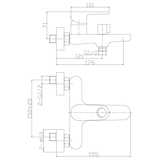 Смеситель для ванны Rossinka RS33 (RS33-31)
