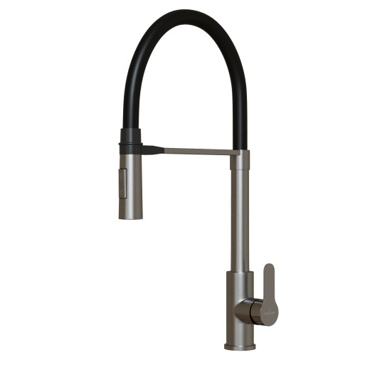 Смеситель для кухни 35k MIXLINE МЛНС-0402 (MLSS-0402) черный гибкий излив магнит, п/гайку САТИН (556020)