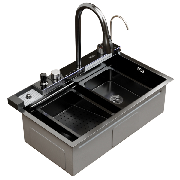 Мойка настол.монтаж MIXLINE PRO 75х46 (ч граф) сиф+доз+смес+кол+д/р+о/с (554164)
