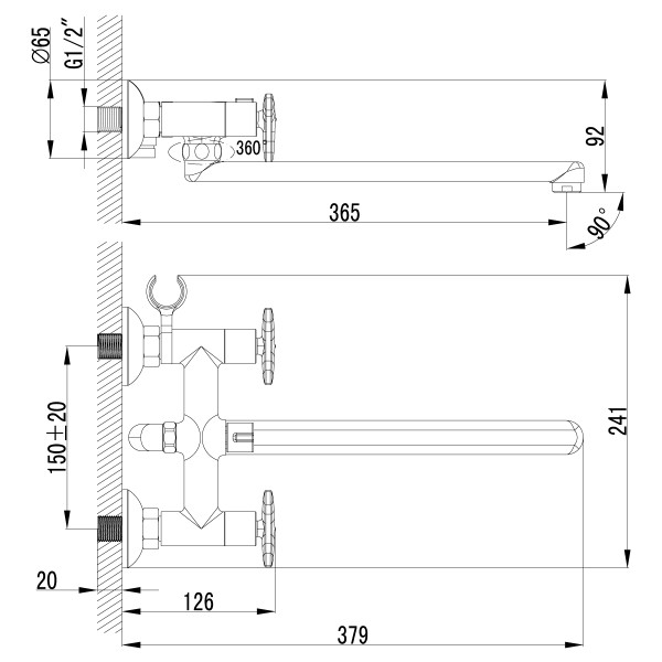 Смеситель для ванны Lemark Plus Spirit (LM1951C)