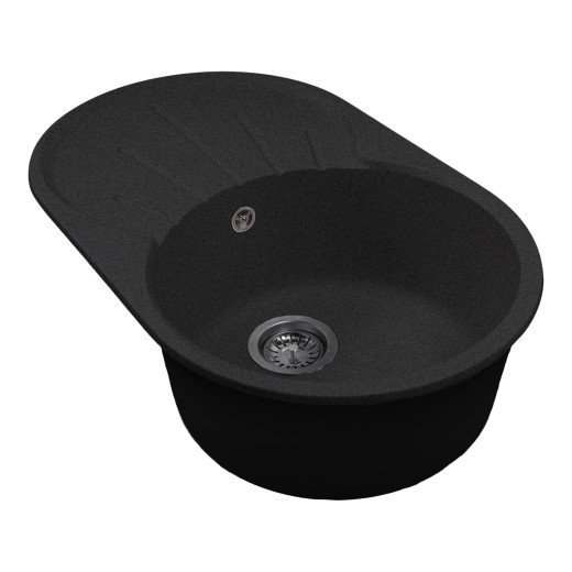 Мойка MIXLINE МЛ-ГМС105 (ML-GMS105) СТАНДАРТ овальная с крылом, черный (308), 740*460*190мм (558122)