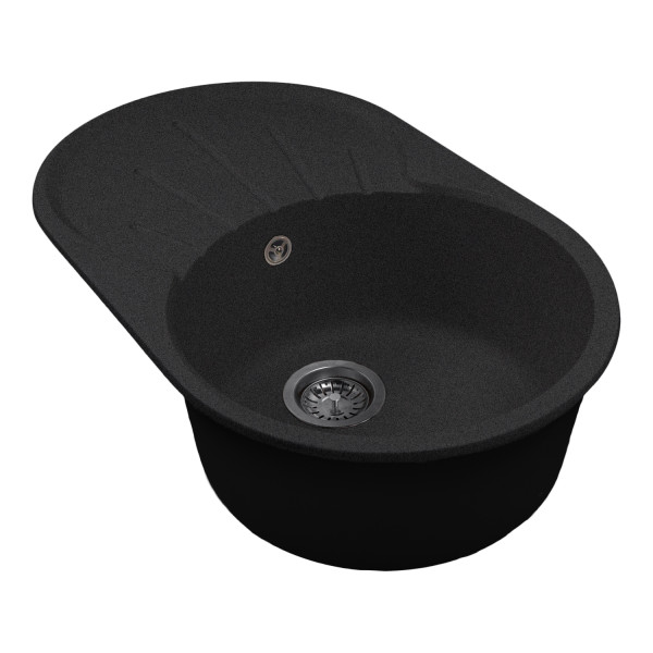 Мойка MIXLINE МЛ-ГМС105 (ML-GMS105) СТАНДАРТ овальная с крылом, черный (308), 740*460*190мм (558122)