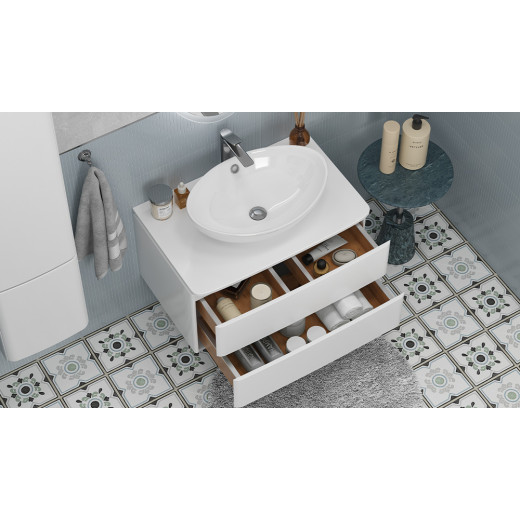 Тумба Velvex Luna 800-0-2 со столешницей навесная белый под раковину 7027A (tp.LUN.80.2Y)