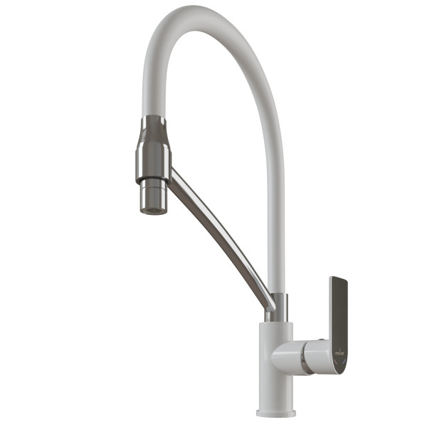 Смеситель для кухни 35k MIXLINE ML33-108 "City White" гибкий излив боковая ручка (553223)