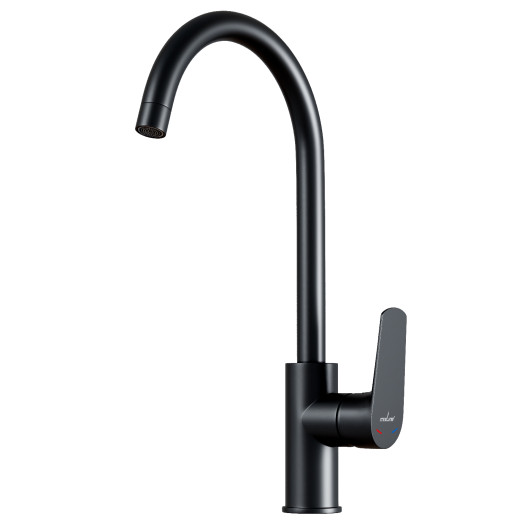 Смеситель для кухни 35k MIXLINE МЛ14-032(ML14-032BL)выс.излив б/отв бок.п/гайку ЧЕРНЫЙ(без подводки) (556615)
