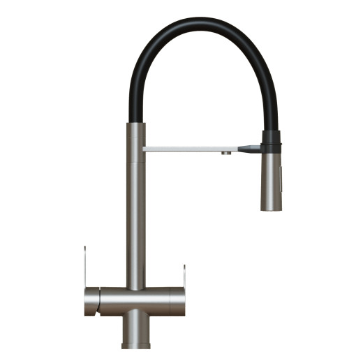 Смеситель для кухни 35k MIXLINE МЛНС-0401/MLSS-0401 ЧЕРНЫЙ гиб.из.магнит,под.к фильтру,п/гайку САТИН (556013)