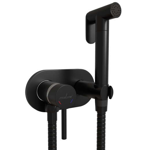 Смеситель с гигиенической лейкой 25k MIXLINE МЛ31-085Ч(ML31-085BL) 