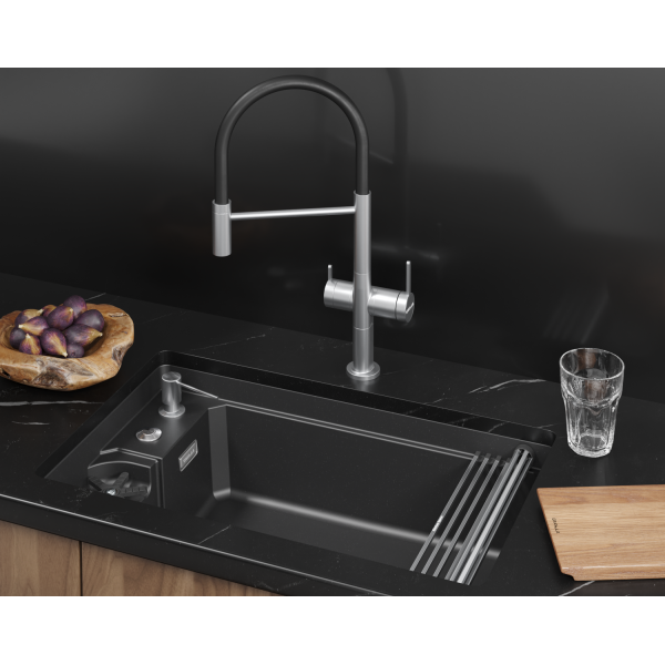 Кухонная мойка GRANULA KITCHEN SPACE RINZER кварц (7309RU, ШВАРЦ)