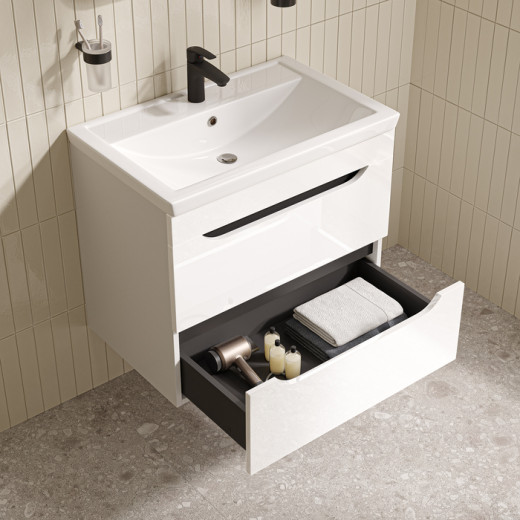Тумба с умывальником, подвесная, 70 см, белый, Ray, IDDIS, RAY70W0i95K