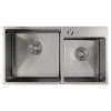 Мойка MIXLINE настольный монтаж 72х40 (3,0) 2-х чашева вып 3 1/2, 22см с сифоном сатин PRO (547240)