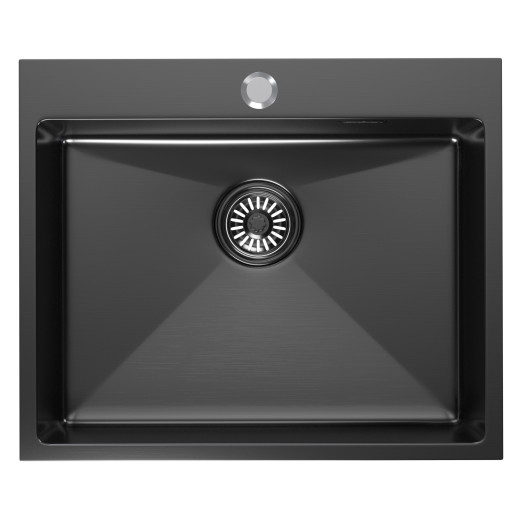Мойка MIXLINE PRO настол.монтаж 60х50 (3,0) вып 3 1/2 22см с сифоном (черный графит) (555134)