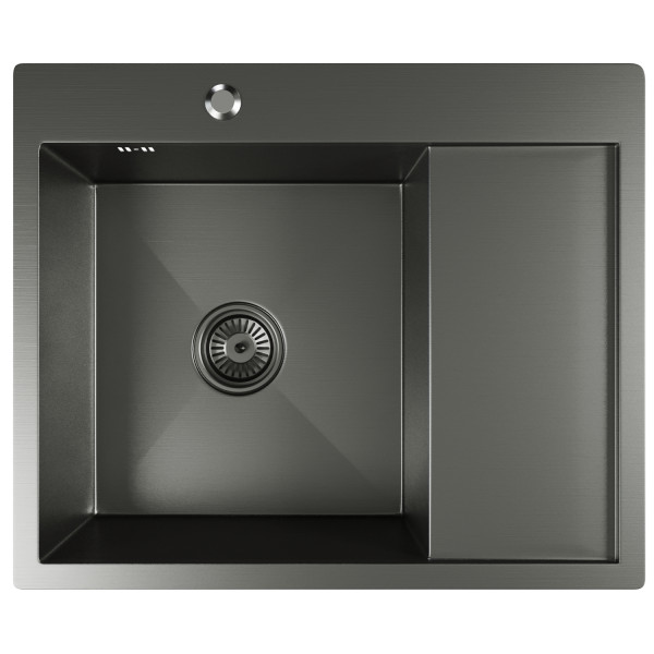 Кухонная мойка 60х50 лев. вып 3 1/2 MIXLINE PRO 20см с сифоном черный графит (552926)