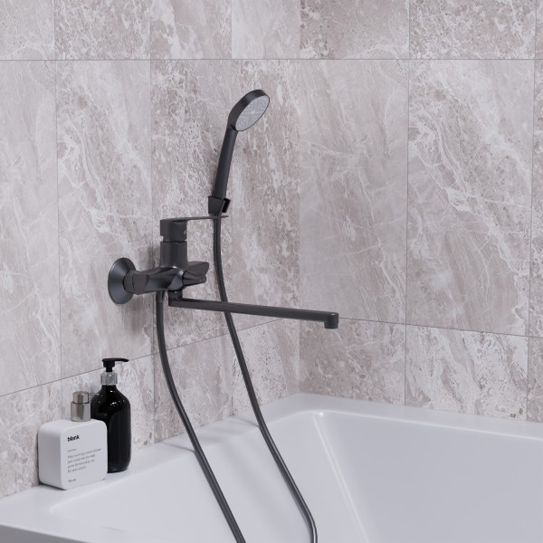 Смеситель для ванны и раковины 35k MIXLINE МЛ15-02 (ML15-02GR) ГРАФИТ (556669)