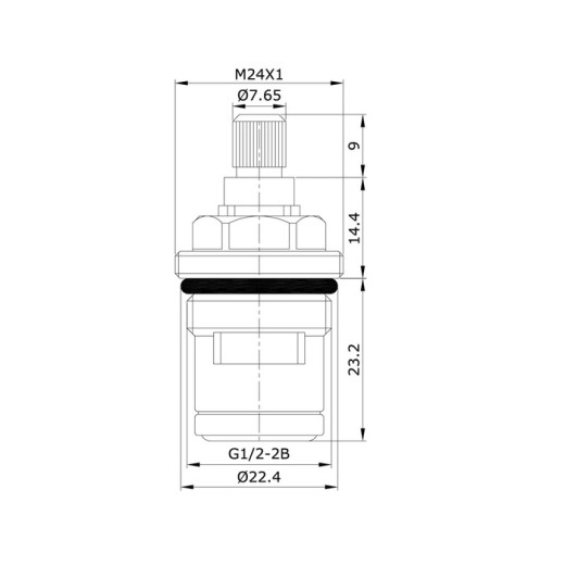Кран-букса керамическая, 180°, 20 зубцов, G 1/2
