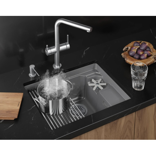 Кухонная мойка GRANULA KITCHEN SPACE RINZER кварц (5505RU, АЛЮМИНИУМ)