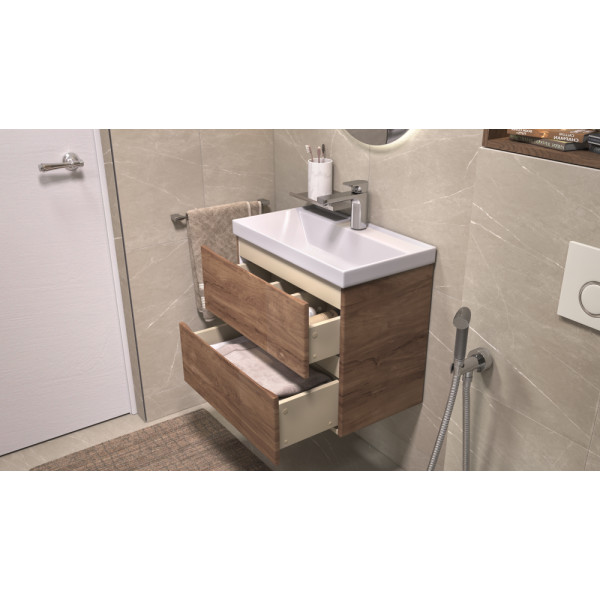 Тумба навесная Velvex Mondi 600-0-2 акация темная под раковину 4627173210874 (Madera Classica Slim) (359 акация темная)