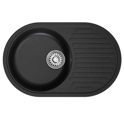 Мойка MIXLINE ML-GM16 овальная с крылом  ультра-черная (344) 730*460*180мм NEW (551934)