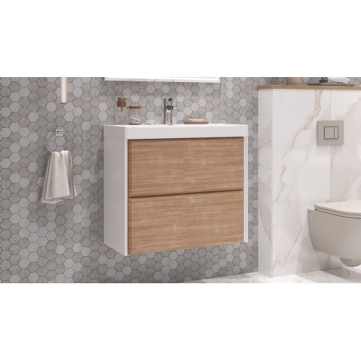 Тумба подвесная Velvex Gesso 70.2Y белый/дуб сонома под раковину 9696-70 (tp.GES.9696.70.2Y белый матовый/дуб сонома)