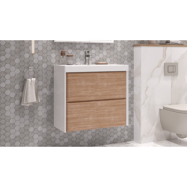 Тумба подвесная Velvex Gesso 70.2Y белый/дуб сонома под раковину 9696-70 (tp.GES.9696.70.2Y белый матовый/дуб сонома)