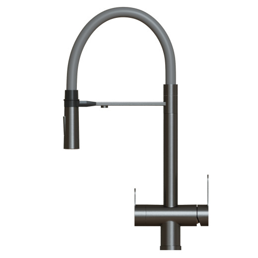 Смеситель для кухни 35k MIXLINE МЛНС-0401Г(MLSS-0401BL)сер.гиб.изл магнит,под.кфильтру,ЧЕРНЫЙ ГРАФИТ (556011)