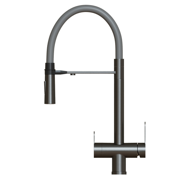 Смеситель для кухни 35k MIXLINE МЛНС-0401Г(MLSS-0401BL)сер.гиб.изл магнит,под.кфильтру,ЧЕРНЫЙ ГРАФИТ (556011)