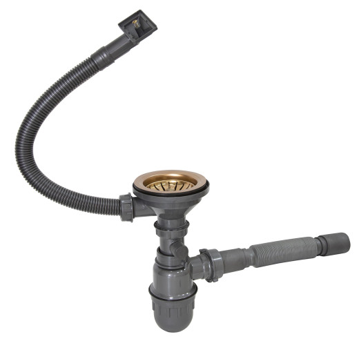 Сифон MIXLINE 3 1/2*40  с прямоуг. переливом, с гофрой 40*40  PRO БРОНЗА (551690)