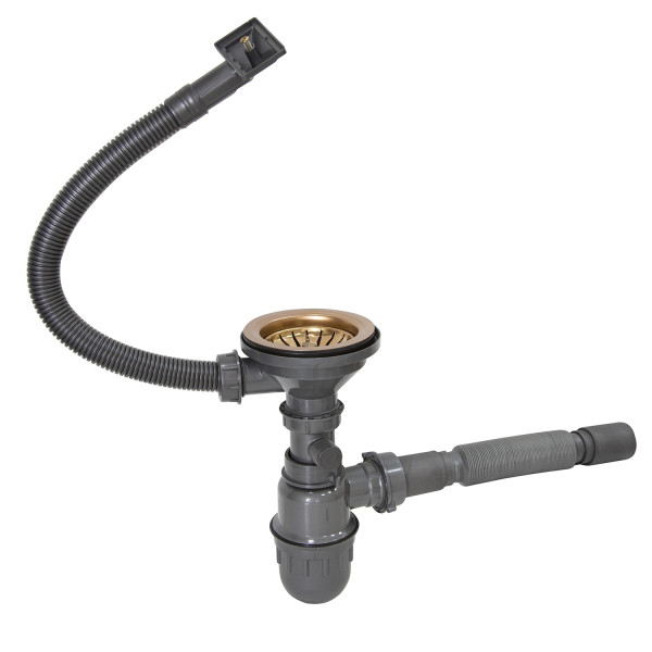 Сифон MIXLINE 3 1/2*40 с прямоуг. переливом, с гофрой 40*40 PRO БРОНЗА (551690)