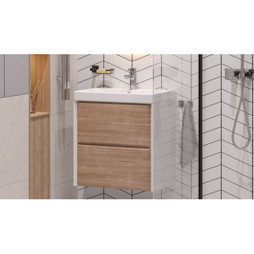 Тумба подвесная Velvex Gesso 60.2Y белый/дуб сонома под раковину 9696-60 (tp.GES.9696.60.2Y белый матовый/дуб сонома)