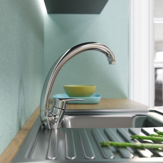 Смеситель для кухни MIXLINE ML03-032 высокий излив боковая ручка (522125)