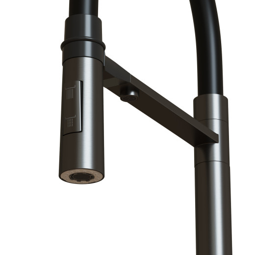 Смеситель для кухни 35k MIXLINE МЛНС-0401Г(MLSS-0401BL)черн.гиб.излив магнит,под.к фил,ЧЕРНЫЙ ГРАФИТ (556015)