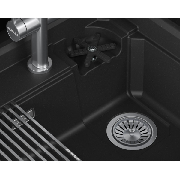 Кухонная мойка GRANULA KITCHEN SPACE RINZER кварц (7308R, ЧЁРНЫЙ)