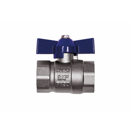 Кран шаровой RM-L Nickel 3/4 ВР-ВР муфтовый никелированный бабочка Ду20 Ру30 (НК 11Б27п1)