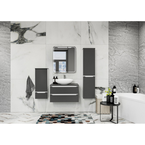 Зеркало шкаф MIXLINE 700*800 (ШВ) 2 створки, левый, сенсорный выкл, светодиодная подсветка ВИКТОРИЯ (547259)