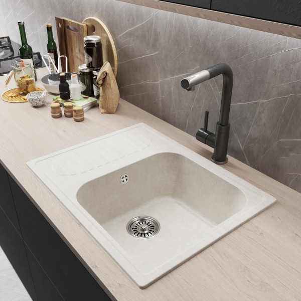 Мойка MIXLINE ML-GM18 с крылом ультра-белая (341) 640*490*190мм NEW (551975)