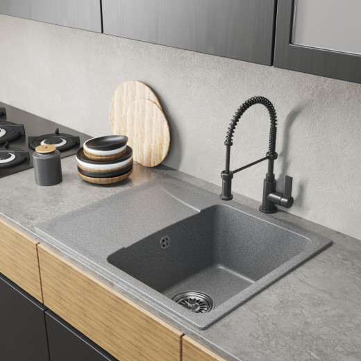 Мойка MIXLINE ML-GM26 С КРЫЛОМ, ТЕМНО-СЕРАЯ (309), 580*470*190ММ (552078)
