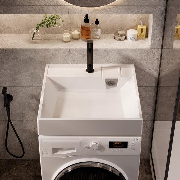 Раковина над стиральной машиной MIXLINE "ЛЕРОН" 60*60 ш*г, с кронштейнами (MIXLINE) (557083)