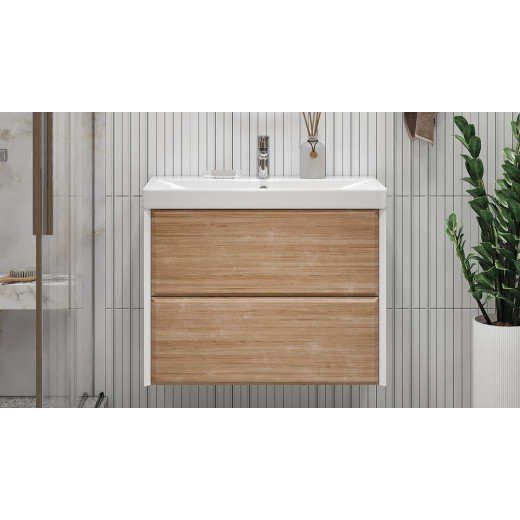 Тумба подвесная Velvex Gesso 80.2Y белый/дуб сонома под раковину 9696-80 (tp.GES.9696.80.2Y белый матовый/дуб сонома)