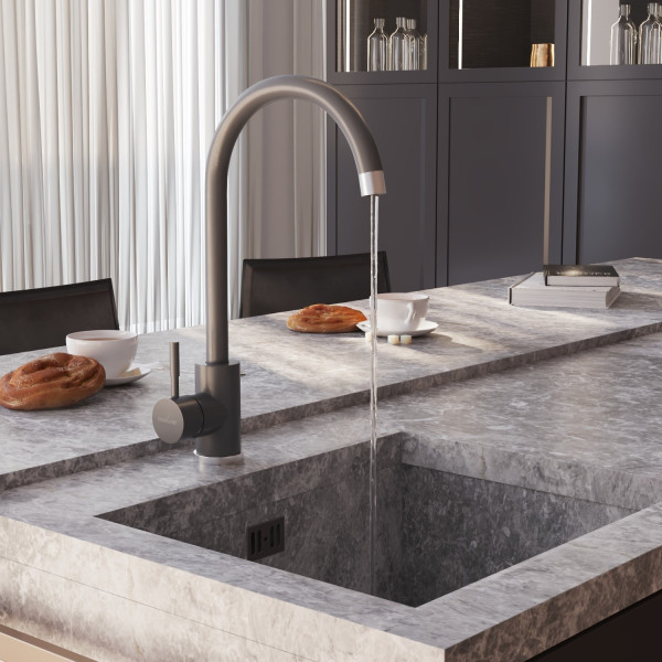 Смеситель для кухни MIXLINE ML-GS15 35к (342) графит высок. излив (550695)