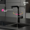 Смеситель для кухни IDDIS Pure с каналом для фильтрованной воды и выдвижным изливом, черный матовый (PURBLPFi05N)