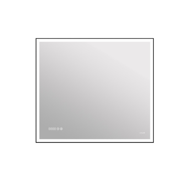 Зеркало Cersanit LED 011 design 100x80 с подсветкой часы металл. рамка прямоугольное (KN-LU-LED011*