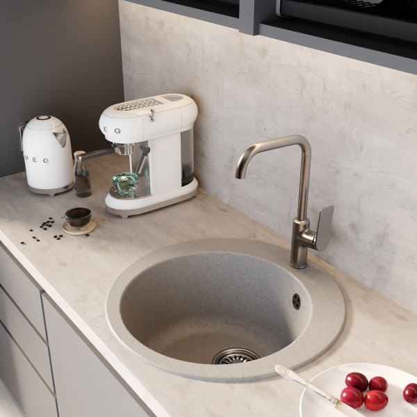 Мойкa MIXLINE ML-GM13 круглая серая (310) 495мм (глуб. чаши 200) NEW (551892)
