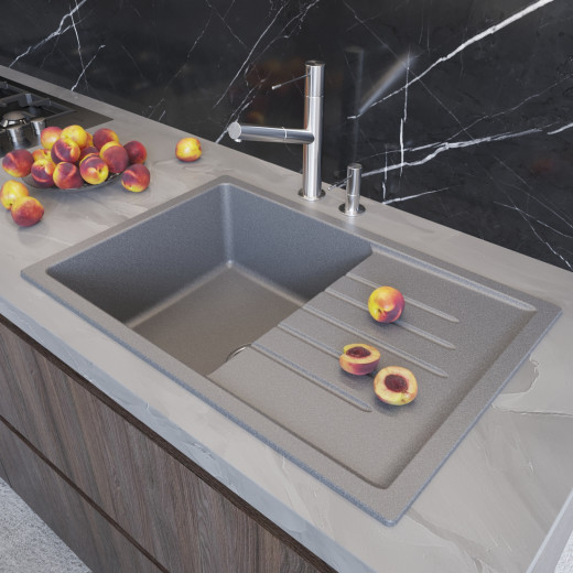 Мойка MIXLINE ML-GM19 с крылом  темно-серая (309) 750*500*200мм NEW (551983)