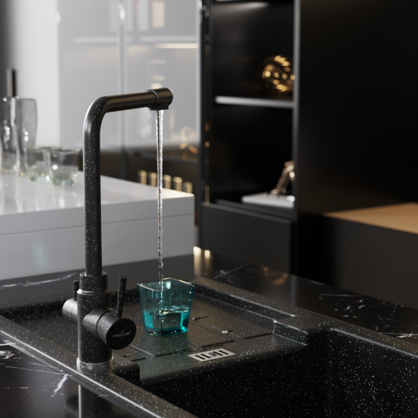 Смеситель для кухни MIXLINE ML-GS13 35к (308) черный с вых. для питьевого фильтра (550667)