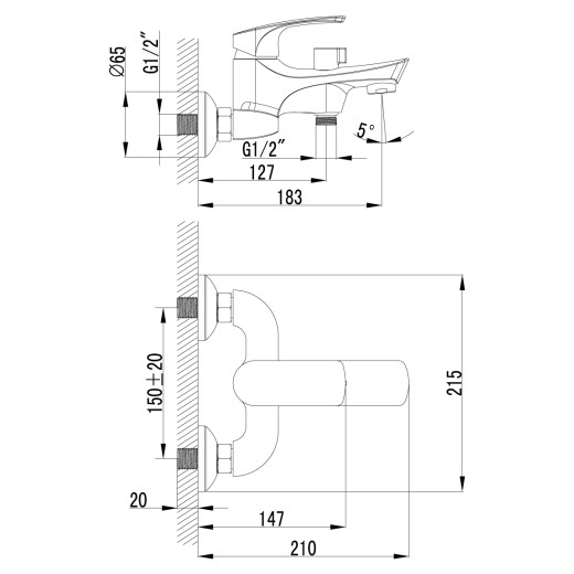 Смеситель для ванны Lemark Plus Shape (LM1712C)