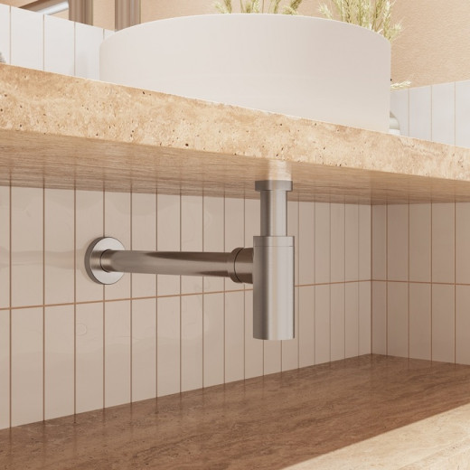 Бутылочный сифон для умывальника, матовый хром, Optima Home, IDDIS, (OPTBC00i84)
