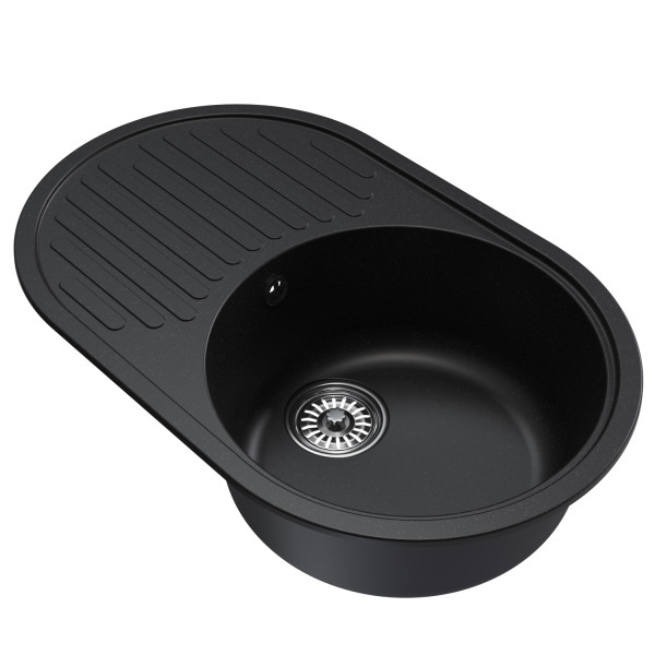 Мойка MIXLINE ML-GM16 овальная с крылом ультра-черная (344) 730*460*180мм NEW (551934)