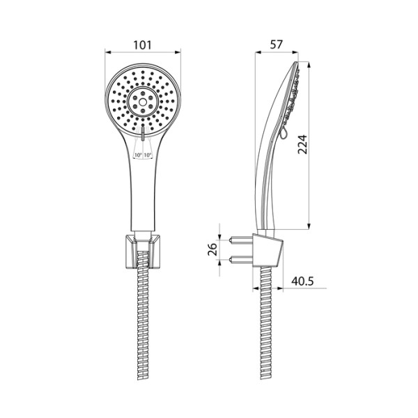 Душевой гарнитур с держателем, Essential, Milardo, 3303F10M16