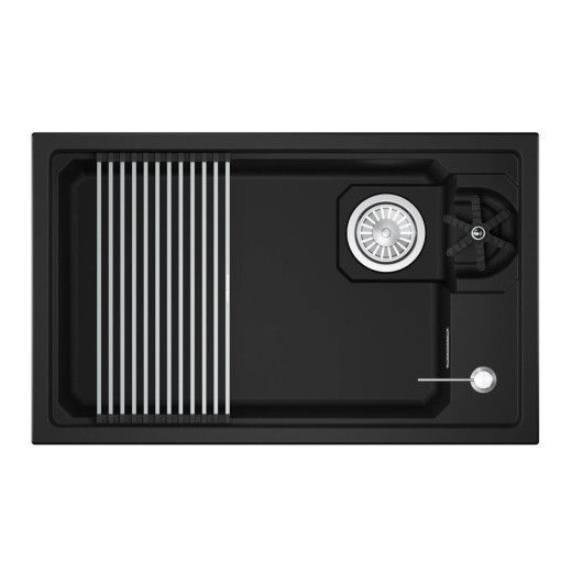 Кухонная мойка GRANULA KITCHEN SPACE RINZER кварц (7309RU, ЧЕРНЫЙ)